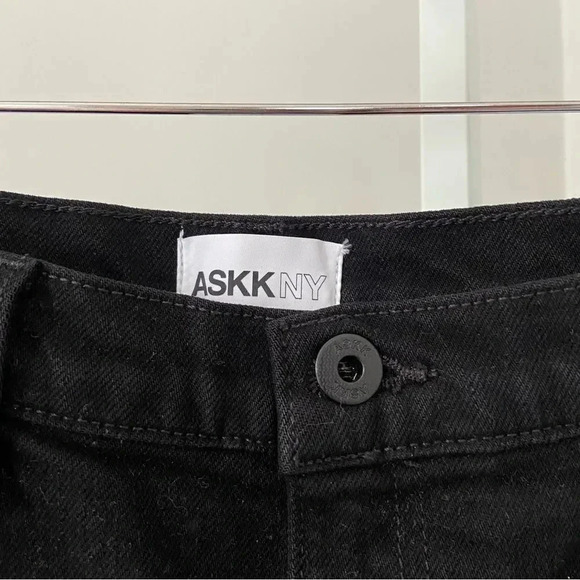 NWT AskkNY Slim Crop Wide Leg Jeans Black Resin size 32 - Picture 6 of 10